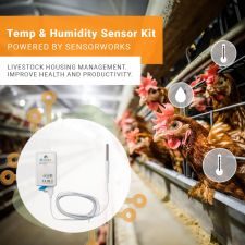 SensorWorks Temperature & Humidity LoRaWAN® Sensor Kit (US915) | Intelligent Monitoring for Healthy Livestock | 3 Months of Monitoring