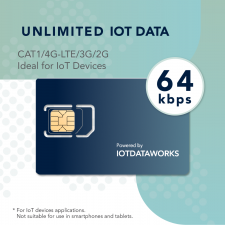IoTDataWorks 64 kbps Unlimited IoT SIM Card for 12 months | No Contracts, No Usage Limits | No Voice/SMS, NOT for CAT-M or NB-IOT Networks | T-Mobile (USA)